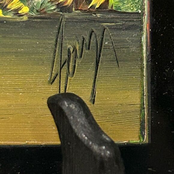 Interceramic Hand Painted Tile 8"x 8" Mexico Oil Painting Tropical Sunset Signed - Picture 5 of 6